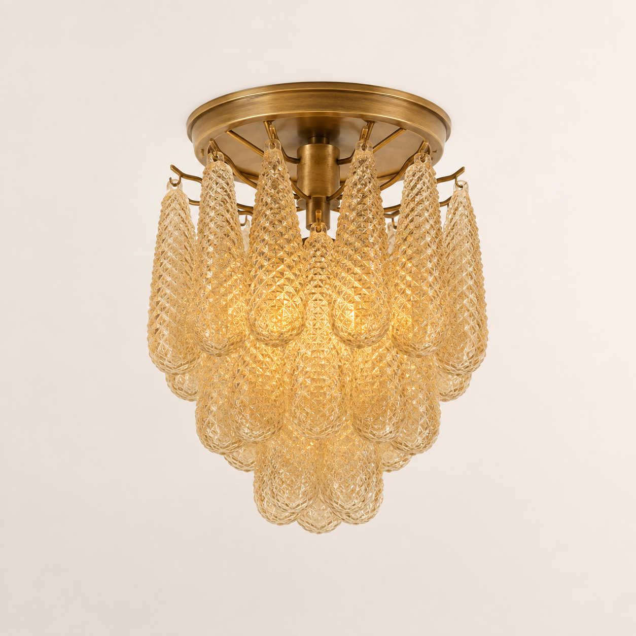 Lira Handblown Glass Drop Chandelier 21" D 41 Drops Amber