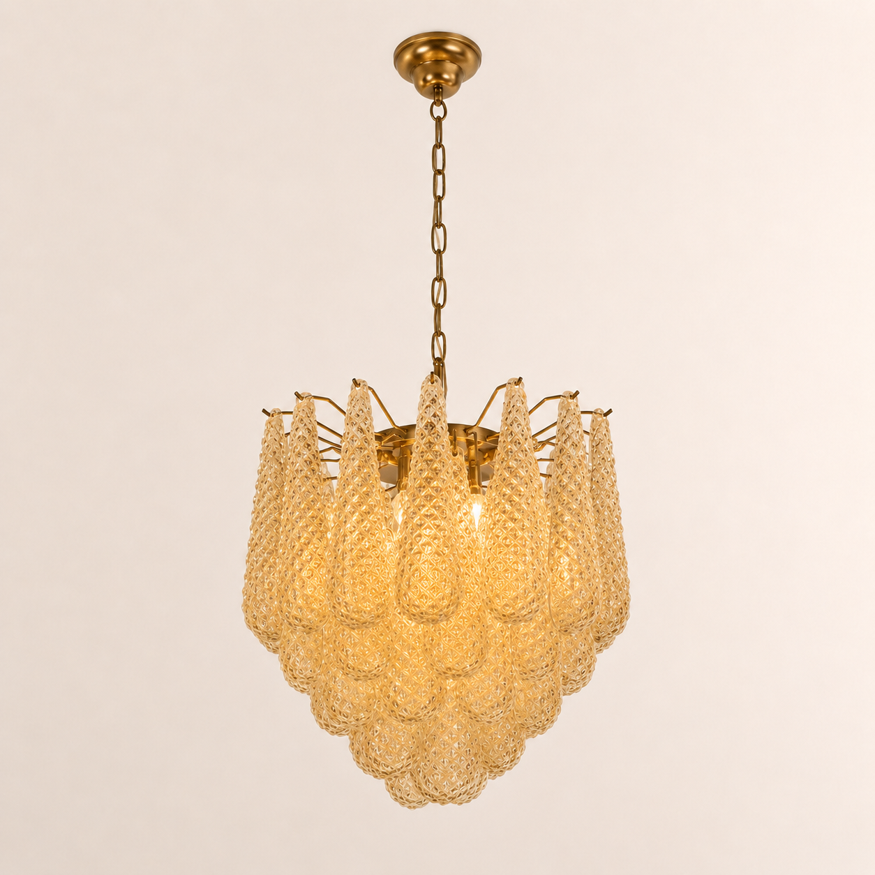Lira Handblown Glass Drop Chandelier 21" D 41 Drops Amber