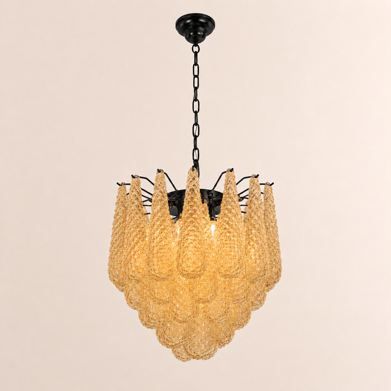 Lira Handblown Glass Drop Chandelier 21" D 41 Drops Amber