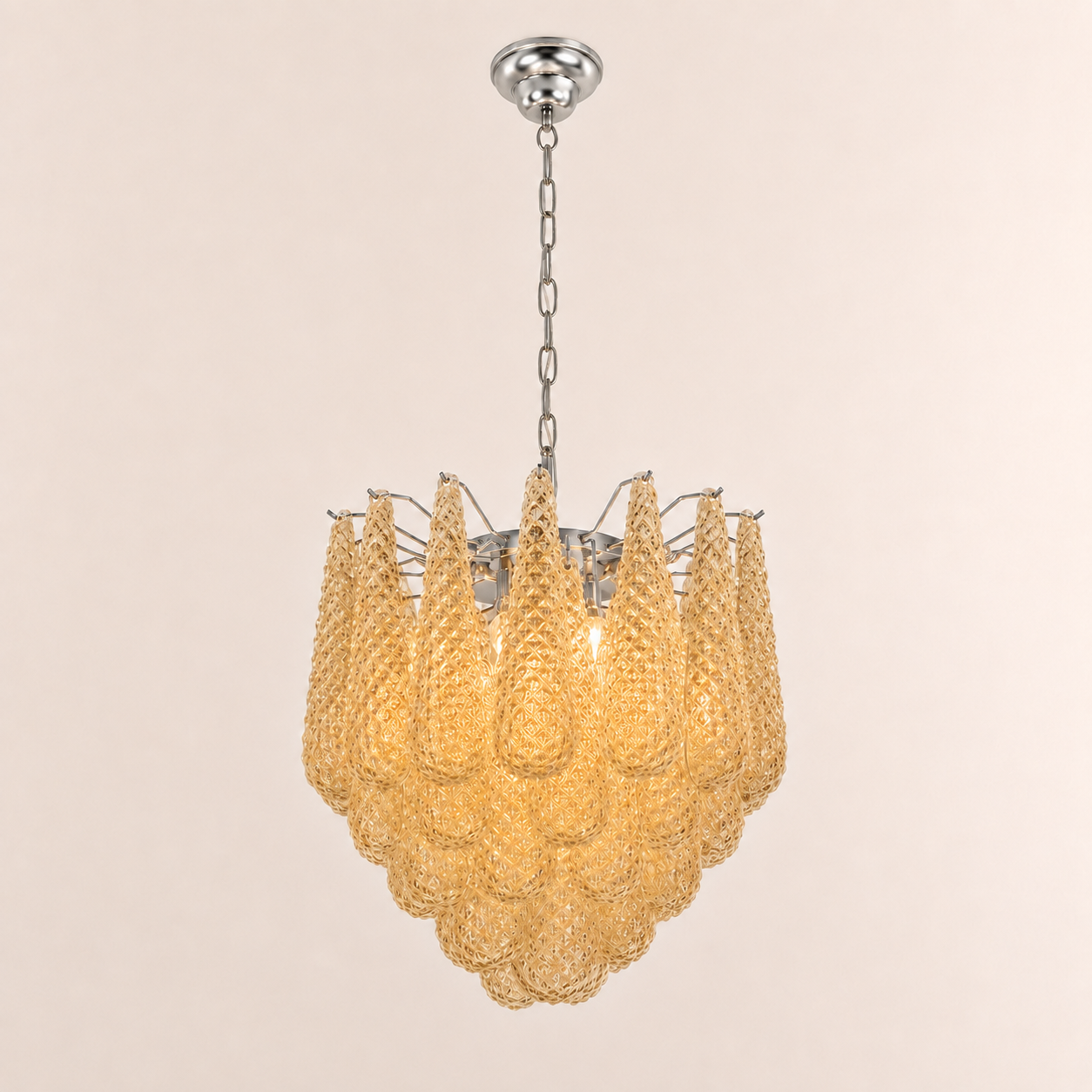 Lira Handblown Glass Drop Chandelier 21" D 41 Drops Amber
