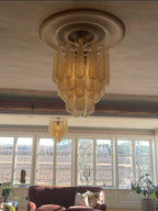 Lira Handblown Glass Drop Chandelier 21" D 41 Drops Amber