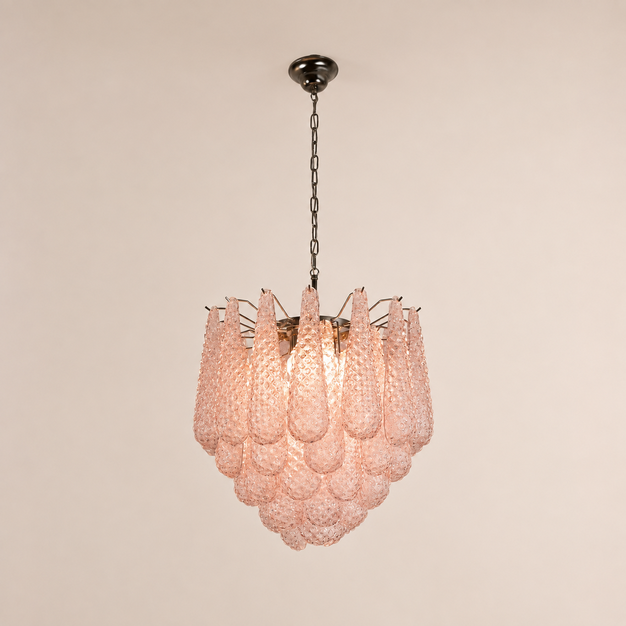 Lira Handblown Glass Drop Chandelier 21" D 41 Drops Pink