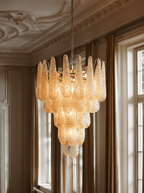Lira Handblown Glass Drop Chandelier 26" D 52 Drops Amber