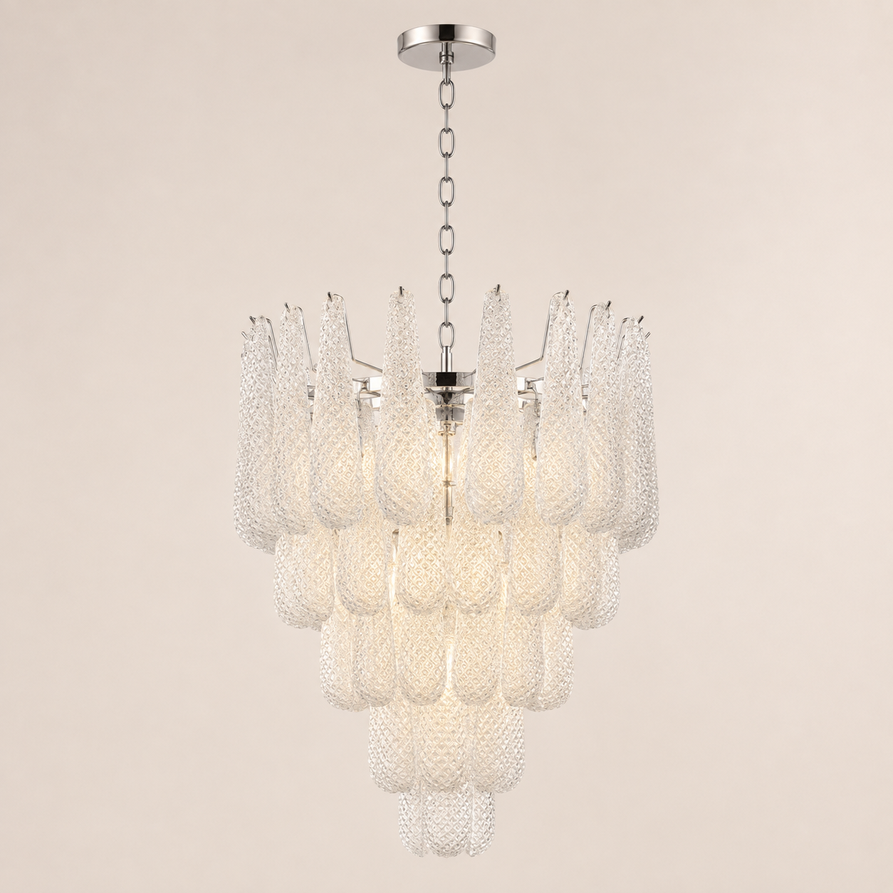 Lira Handblown Glass Drop Chandelier 26" D 52 Drops Clear
