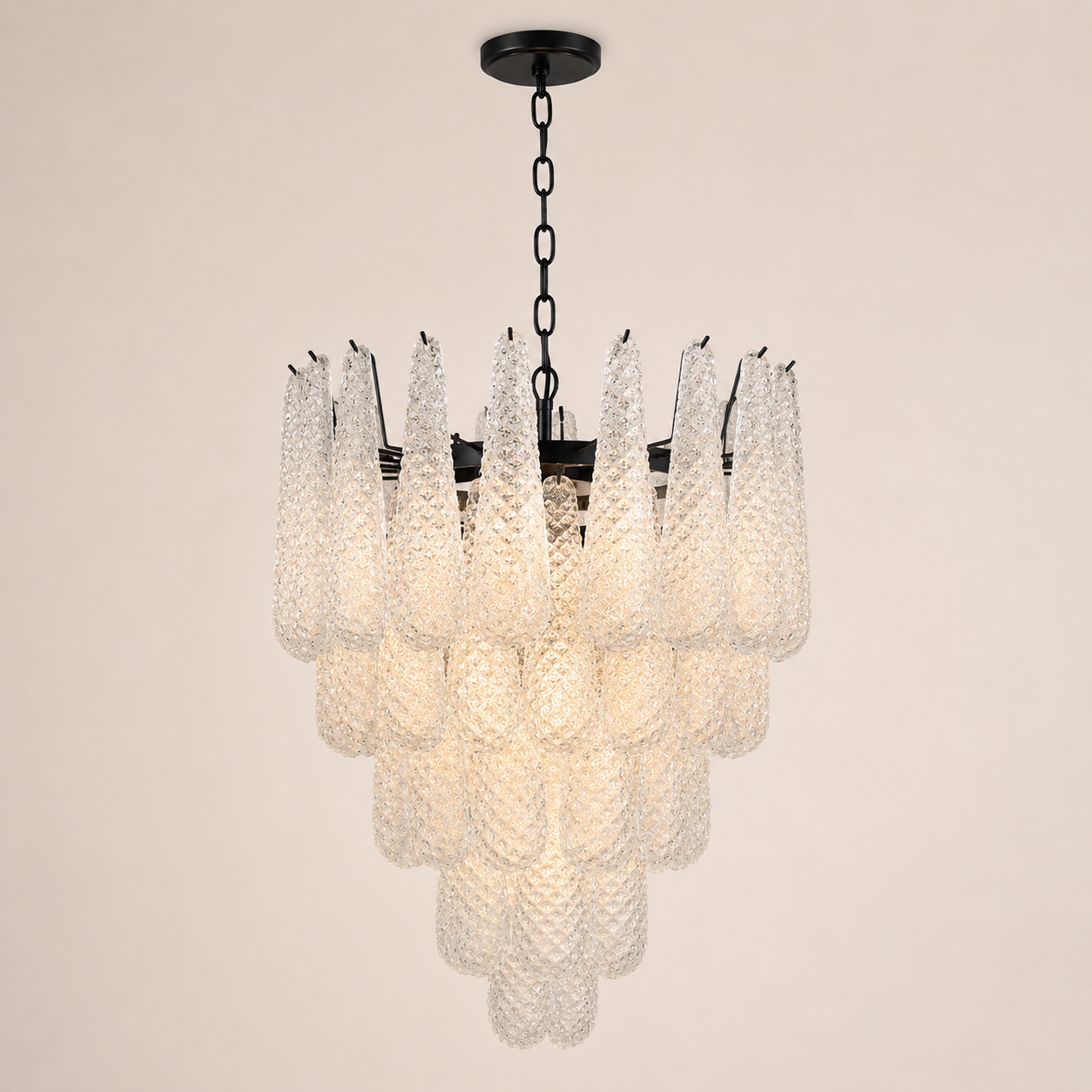 Lira Handblown Glass Drop Chandelier 26" D 52 Drops Clear