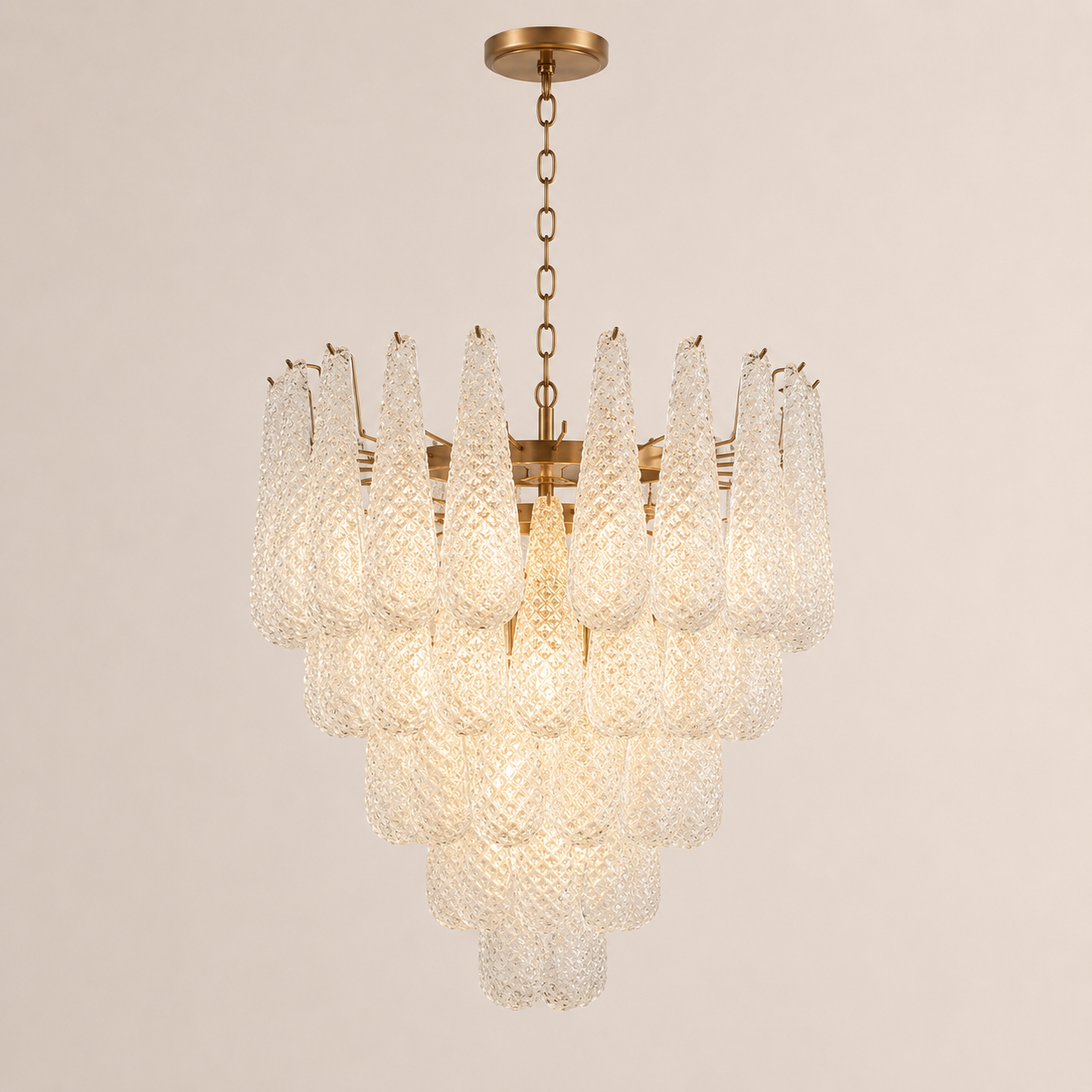 Lira Handblown Glass Drop Chandelier 26" D 52 Drops Clear