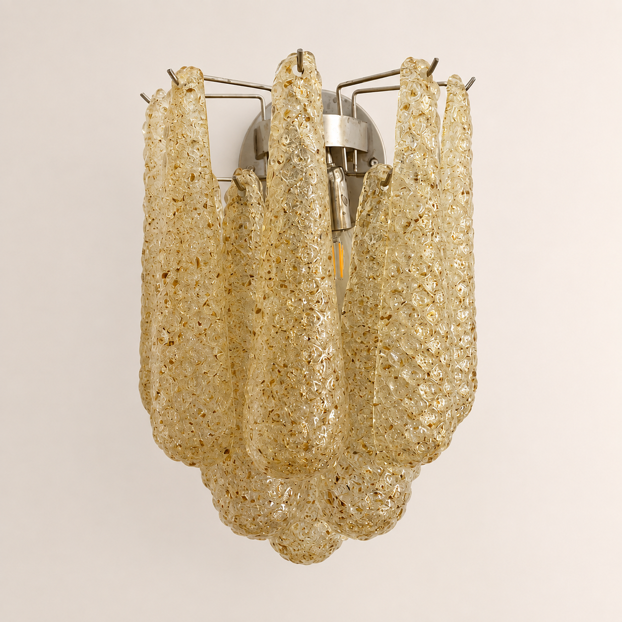 Lira Handblown Glass Drop Wall Sconce 14" 10 Pcs Drops Amber