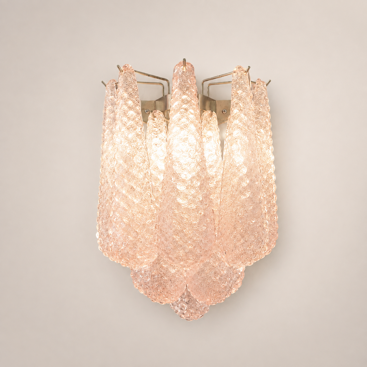 Lira Handblown Glass Drop Wall Sconce 14" 10 Pcs Drops Pink
