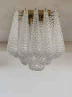 Lira Handblown Glass Flush Mount Ceiling Light 14"D 32 Drops Clear