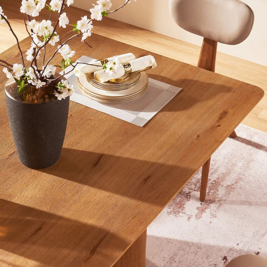 Aris Solid Oak Dining Table 86“W For Dining Room