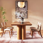 Aris Solid Oak Dining Table 86“W For Dining Room