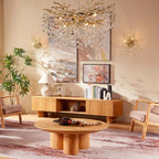 Aris Solid Oak Coffee Table 39"D For Living Room