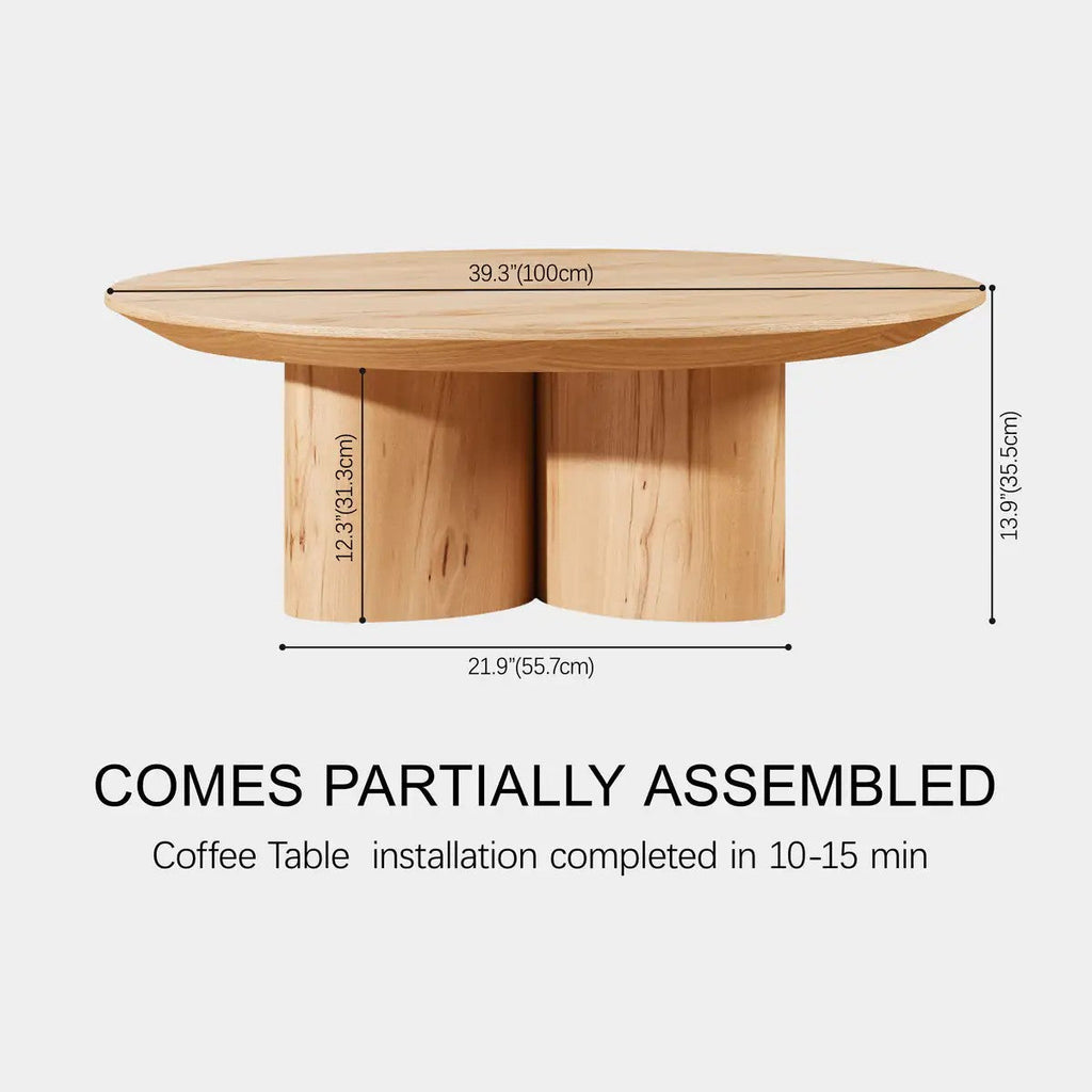 Aris Solid Oak Coffee Table 39"D For Living Room