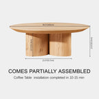 Aris Solid Oak Coffee Table 39"D For Living Room