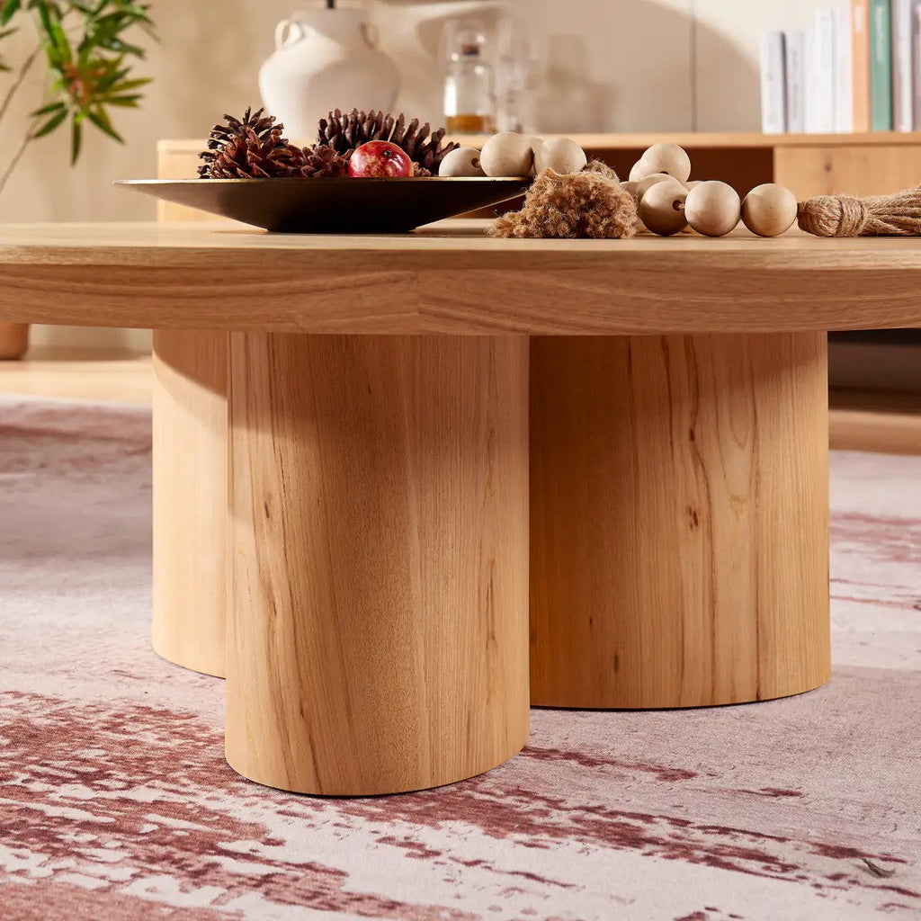 Aris Solid Oak Coffee Table 39"D For Living Room