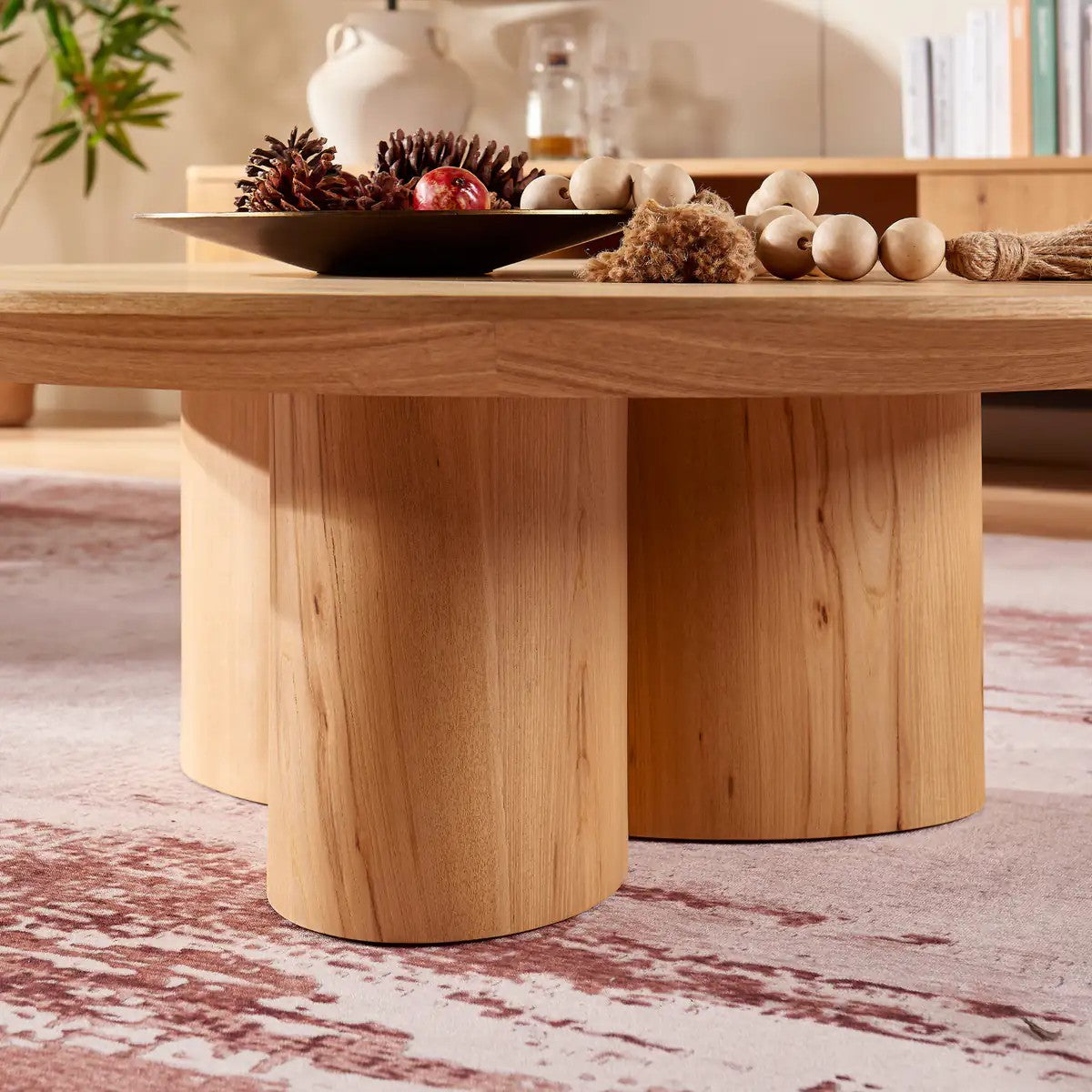 Aris Solid Oak Coffee Table 39"D For Living Room