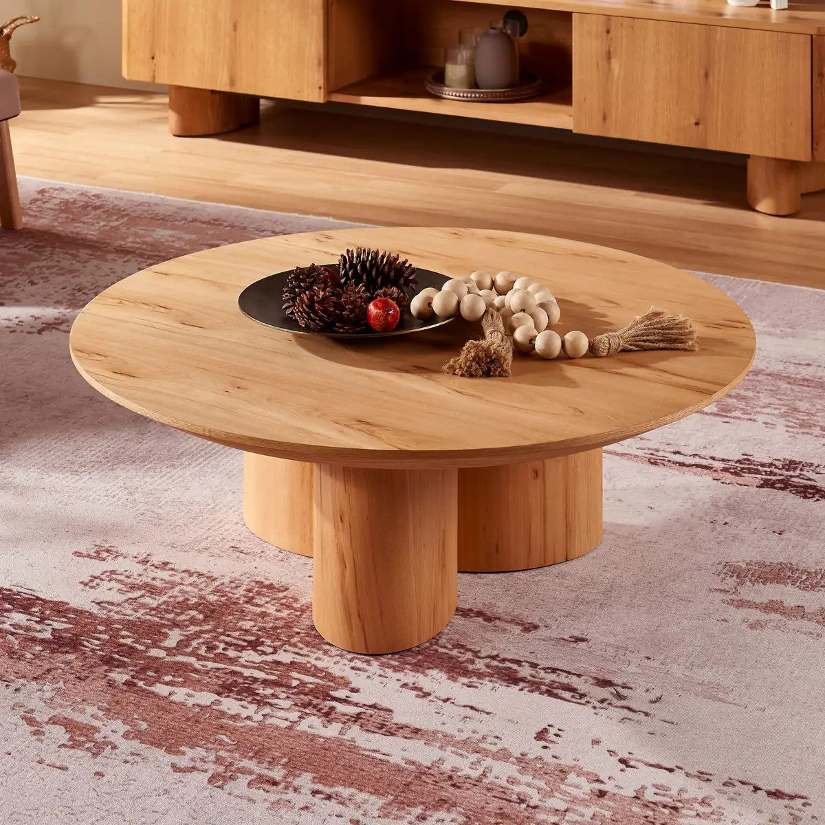 Aris Solid Oak Coffee Table 39"D For Living Room