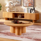 Aris Solid Oak Coffee Table 39"D For Living Room