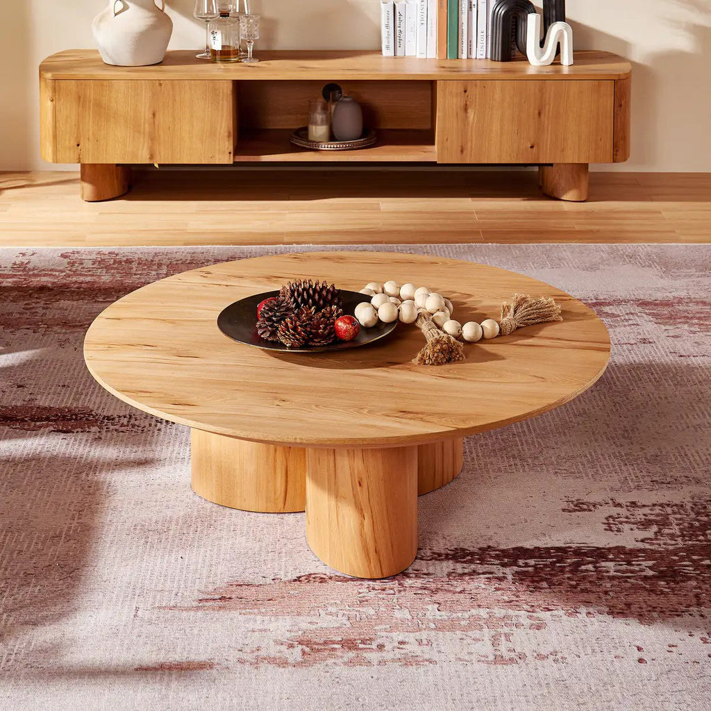 Aris Solid Oak Coffee Table 39"D For Living Room