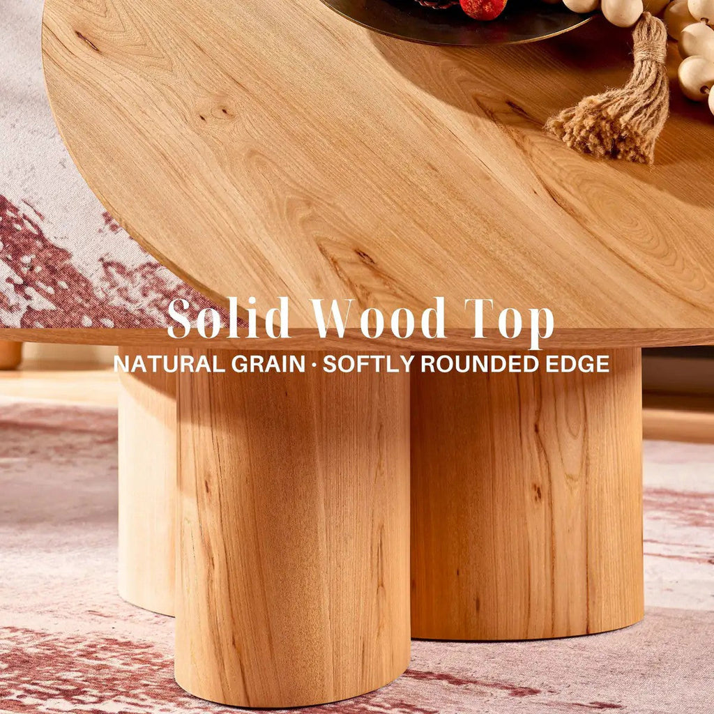 Aris Solid Oak Coffee Table 39"D For Living Room