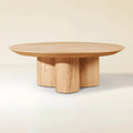 Aris Solid Oak Coffee Table 39"D For Living Room