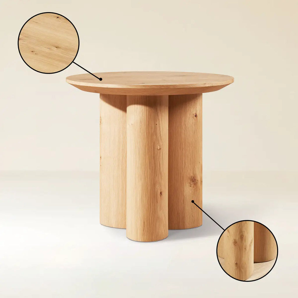 Aris Solid Oak Side Table 24"D For Living Room Dining Room