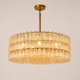 Lunavera Handblown Clear Glass Round Chandelier 47”D