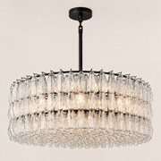 Lunavera Handblown Clear Glass Round Chandelier 47”D