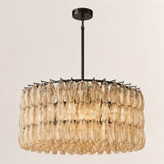 Lunavera Handblown Clear Glass Round Chandelier 37“D
