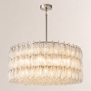 Lunavera Handblown Clear Glass Round Chandelier 37“D