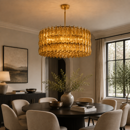 Lunavera Handblown Smoke Glass Round Chandelier 37“D