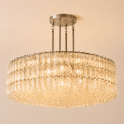 Lunavera Handblown Clear Glass Round Chandelier 60”D