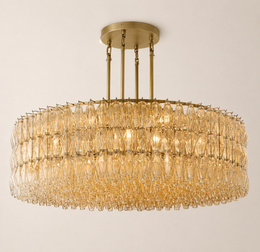Lunavera Handblown Clear Glass Round Chandelier 60”D