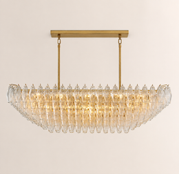 Lunavera Tiered Clear Glass Rectangular Chandelier 54”W