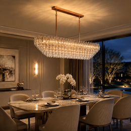 Lunavera Tiered Clear Glass Rectangular Chandelier 72“W