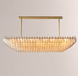 Lunavera Tiered Clear Glass Rectangular Chandelier 72“W