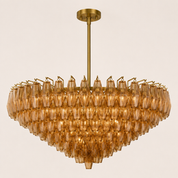Lunavera Tiered Smoke Glass Round Chandelier 37“ D