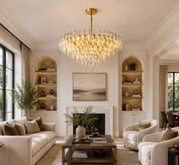 Lunavera Tiered Clear Glass Round Chandelier 37“ D
