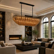 Lunavera Tiered Smoke Glass Rectangular Chandelier 54”W