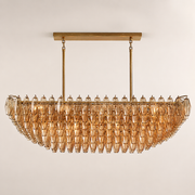 Lunavera Tiered Smoke Glass Rectangular Chandelier 54”W