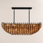 Lunavera Tiered Smoke Glass Rectangular Chandelier 54”W