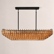 Lunavera Tiered Smoke Glass Rectangular Chandelier 72“W
