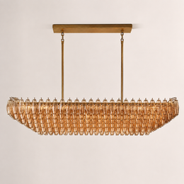 Lunavera Tiered Smoke Glass Rectangular Chandelier 72“W