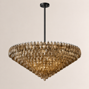 Lunavera Tiered Smoke Glass Round Chandelier 60“ D