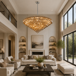 Lunavera Tiered Smoke Glass Round Chandelier 60“ D
