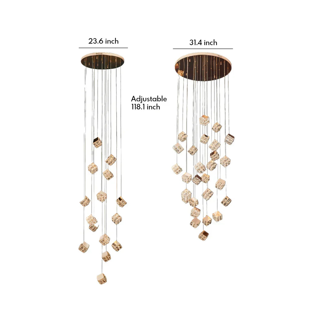 Magic Cube Crystal Staircase Chandelier