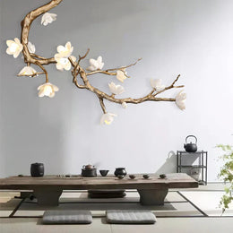 Loir Magnolia Branch & Brass Floral Chandelier