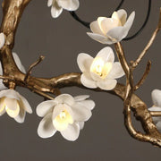 Loir Magnolia Branch & Brass Floral Chandelier