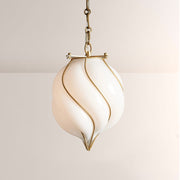 Mara Caged Opal Glass & Brass Small Pendant