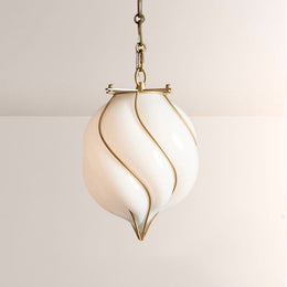 Mara Caged Opal Glass & Brass Small Pendant